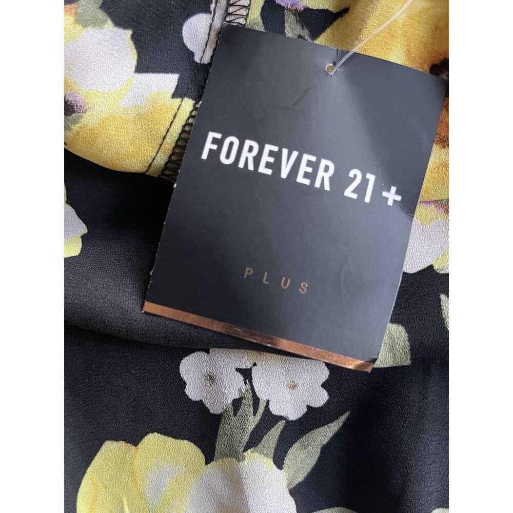 NWT Forever 21+ Off The Shoulder Boho Black Yellow Cottagecore Floral Blouse 3X - Picture 4 of 6